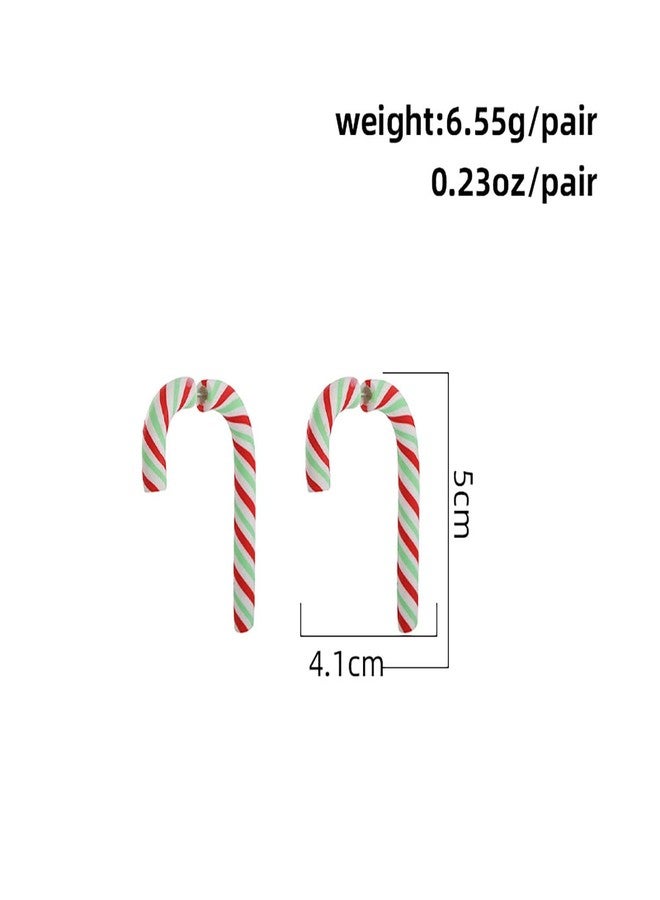GLMOCM Christmas Earrings for Women Xmas Candy Cane Earrings Acrylic Christmas Candy Dangle Earrings Christmas Jewelry Accessories (Red+Green) - Image 3